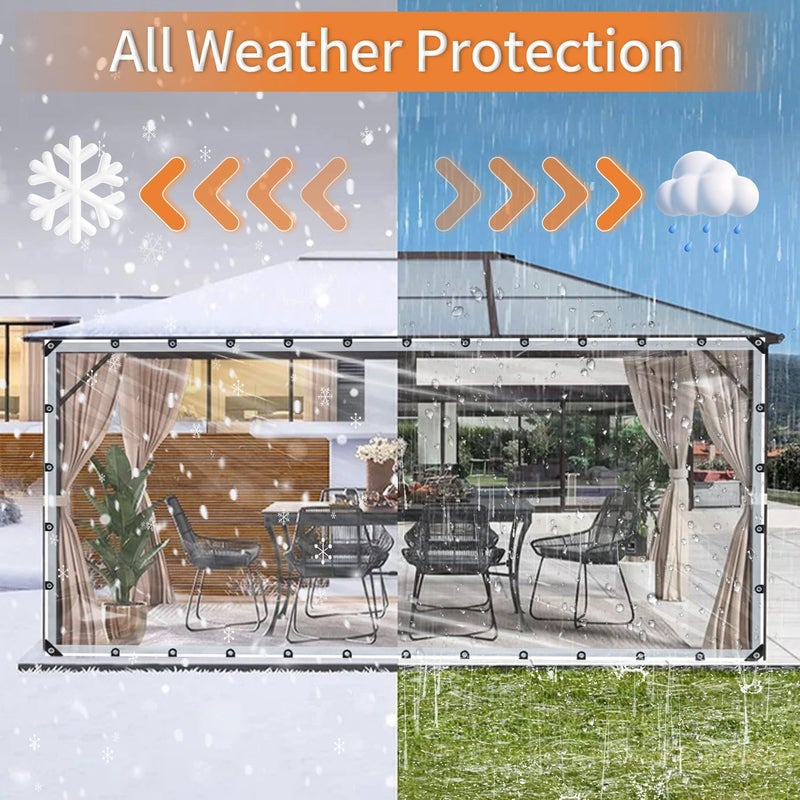ZERNBER Clear Tarps Heavy Duty Waterproof, 6x10ft Upgraded Edge Heat Fused Tear Resistant,Clear Tarps with Grommetsfor Patio Fencing,Rain, Wind, Cold, Chicken Coops,and More（Windproof Rope and Tie-Downs） - Image 5